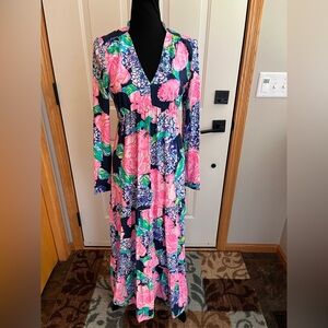 New Lilly Pulitzer Martinique hey hey bouquet high tide blue maxi dress. Medium